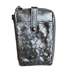 Elliott Lucca Compact Basketweave Wallet Gunmetal Gray